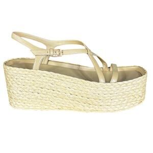 Vince Women’s Maxine 2 Raffia Tan Platform Wedge Sandal Size US 7.5